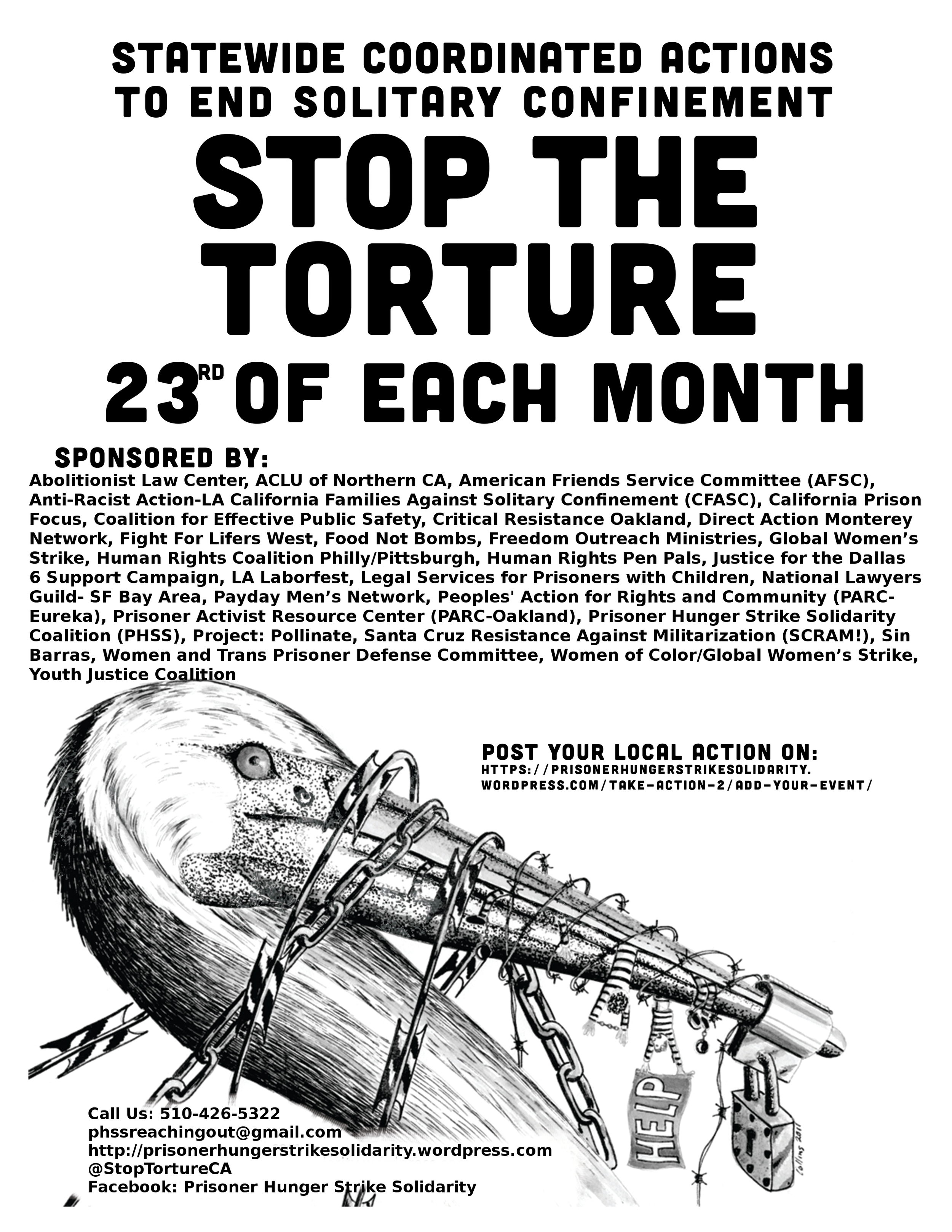 Initial campaign flyer by Prisoner Hunger Strike Solidarity Coalition.
