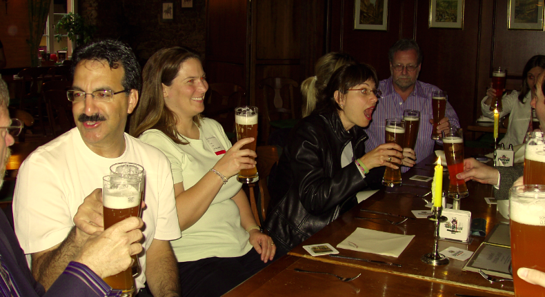 Beer Hall in Frankfurt - we sat at a long table and drank