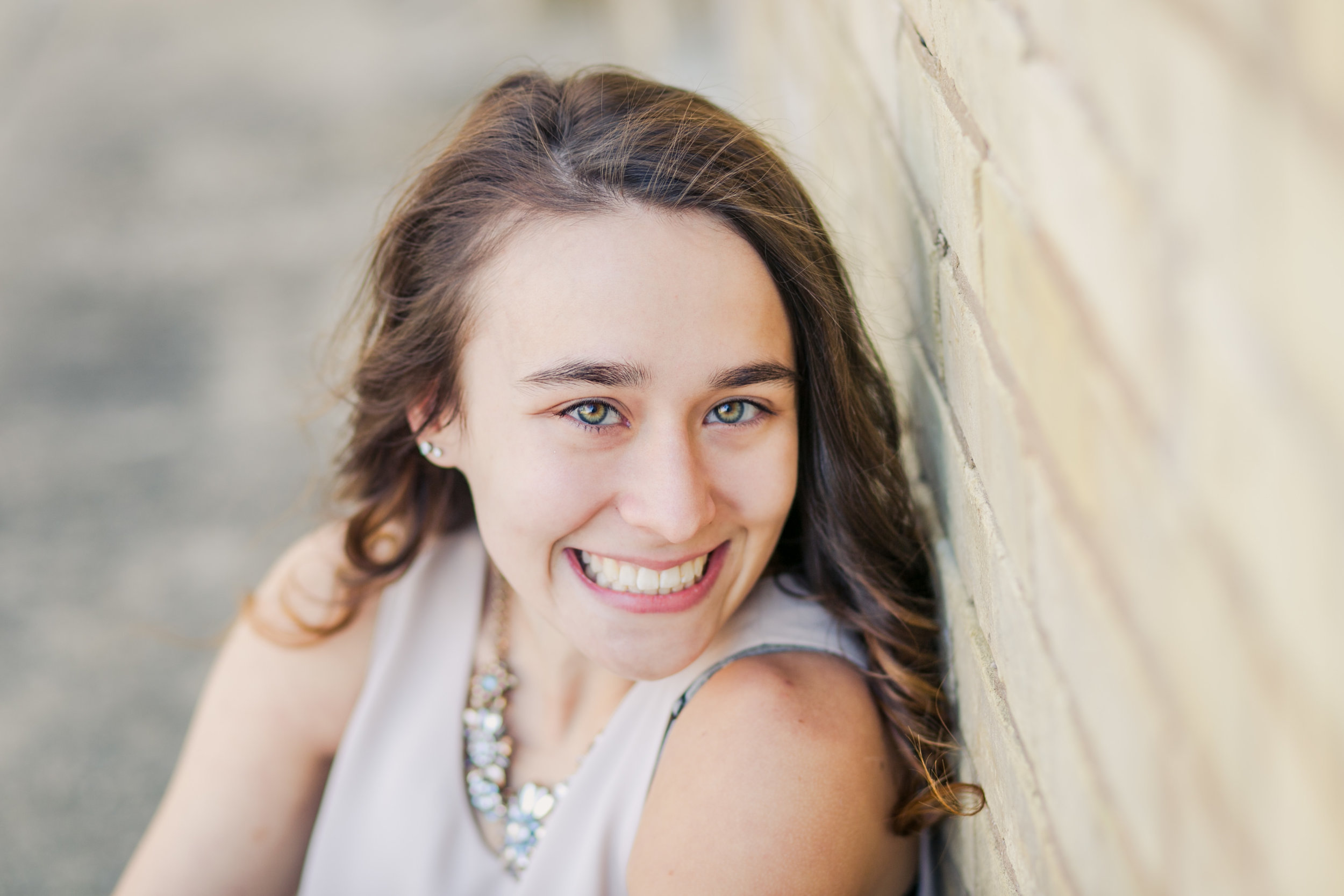 Senior Pictures at the University of Notre Dame, Brick Wall, Face Only