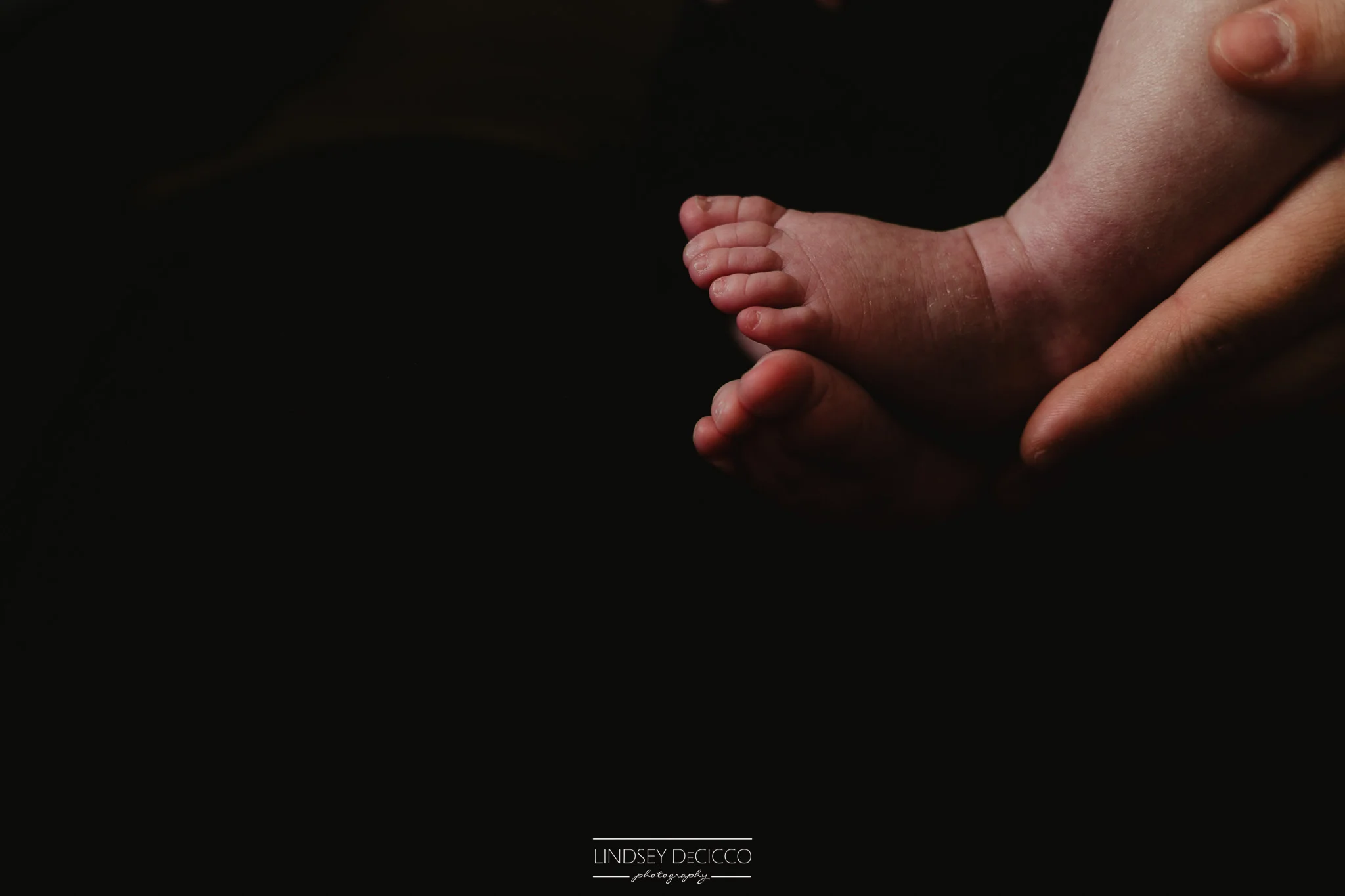 baby feet on black background
