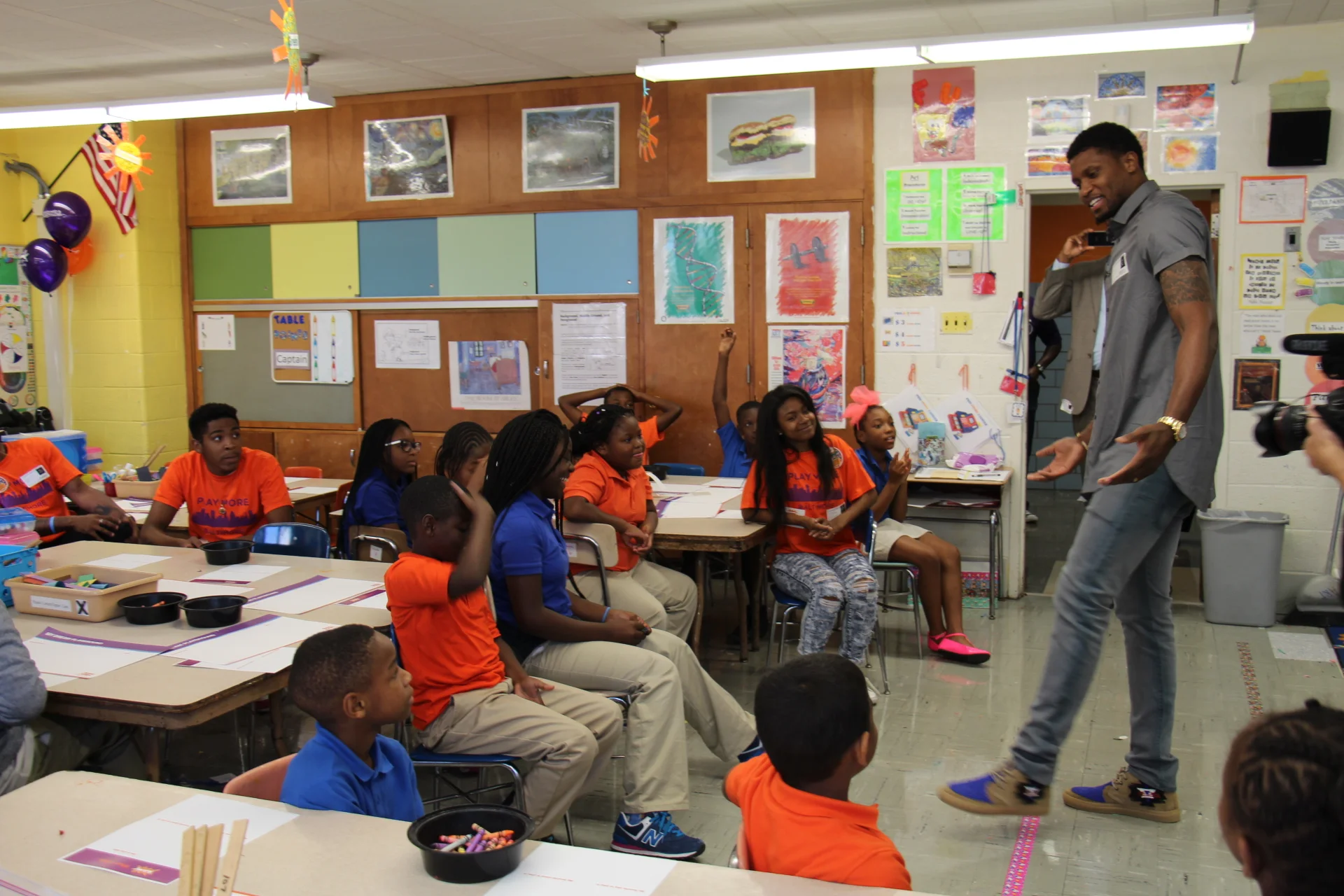 Baltimore native and NBA star Rudy Gay meets the Play More B'More interns