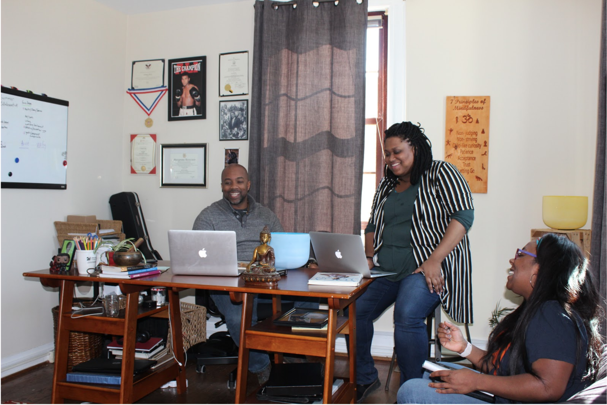 (L to R) : BMYI’s Changa Bell, Baltimore Corps Fellow & Program Manager Kara Parker, Morgan State University School of Global Journalism & Communications Communication Intern Mesha McDonald
