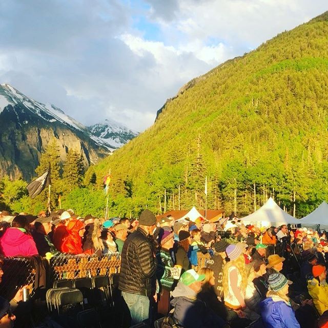 Rain, hail, snow, sun and thousands of free-spirits dancing!!! Telluride bluegrass is the land of @wildpreneurs . My heart is bursting with love and inspiration!! 4 days of music 🎵 and van life = wildpreneur bliss!! ❤️#entrepreneur #bluegrass #outof