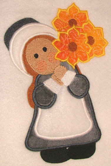 Pilgrim Girl with flowers pic