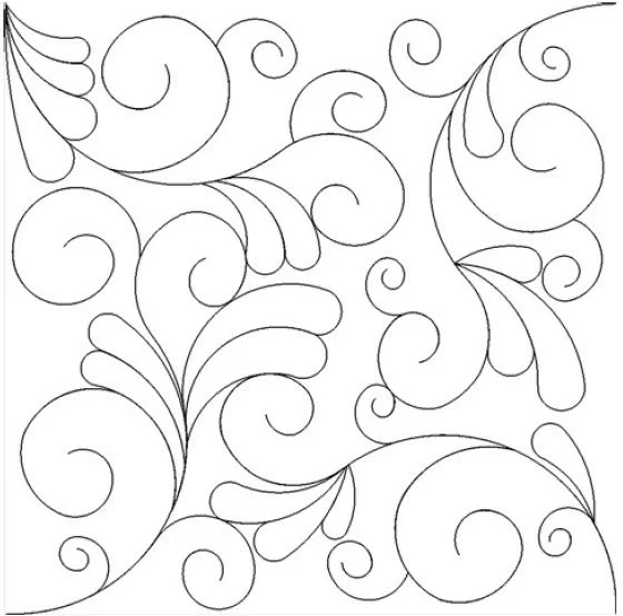 Swirls Feathers Quilt Design