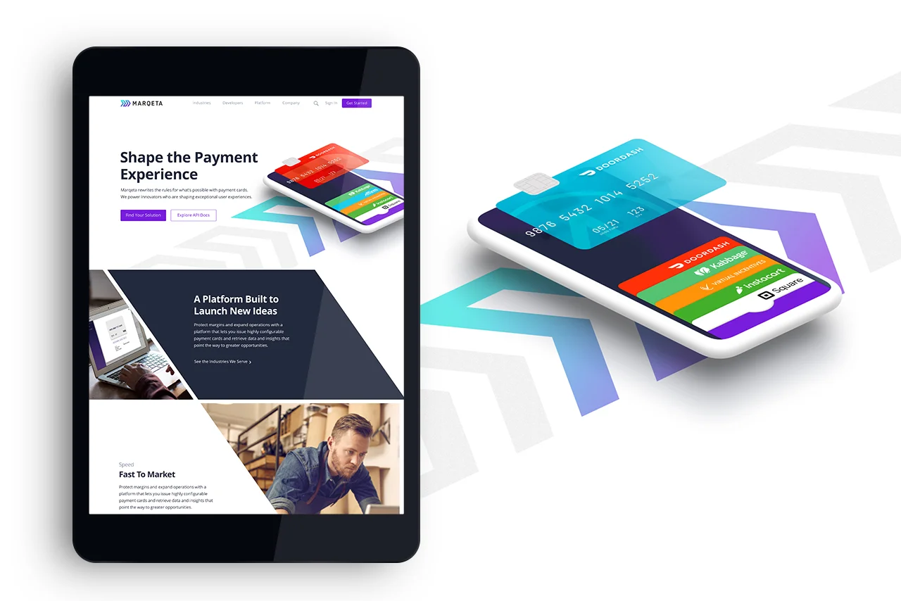 Marqeta payment platform marketing website / Art Direction + Design