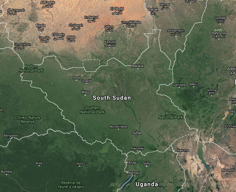 South Sudan Google Earth map location.PNG