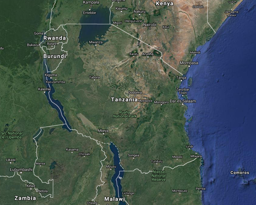 Tanzania Google Earth map location.PNG