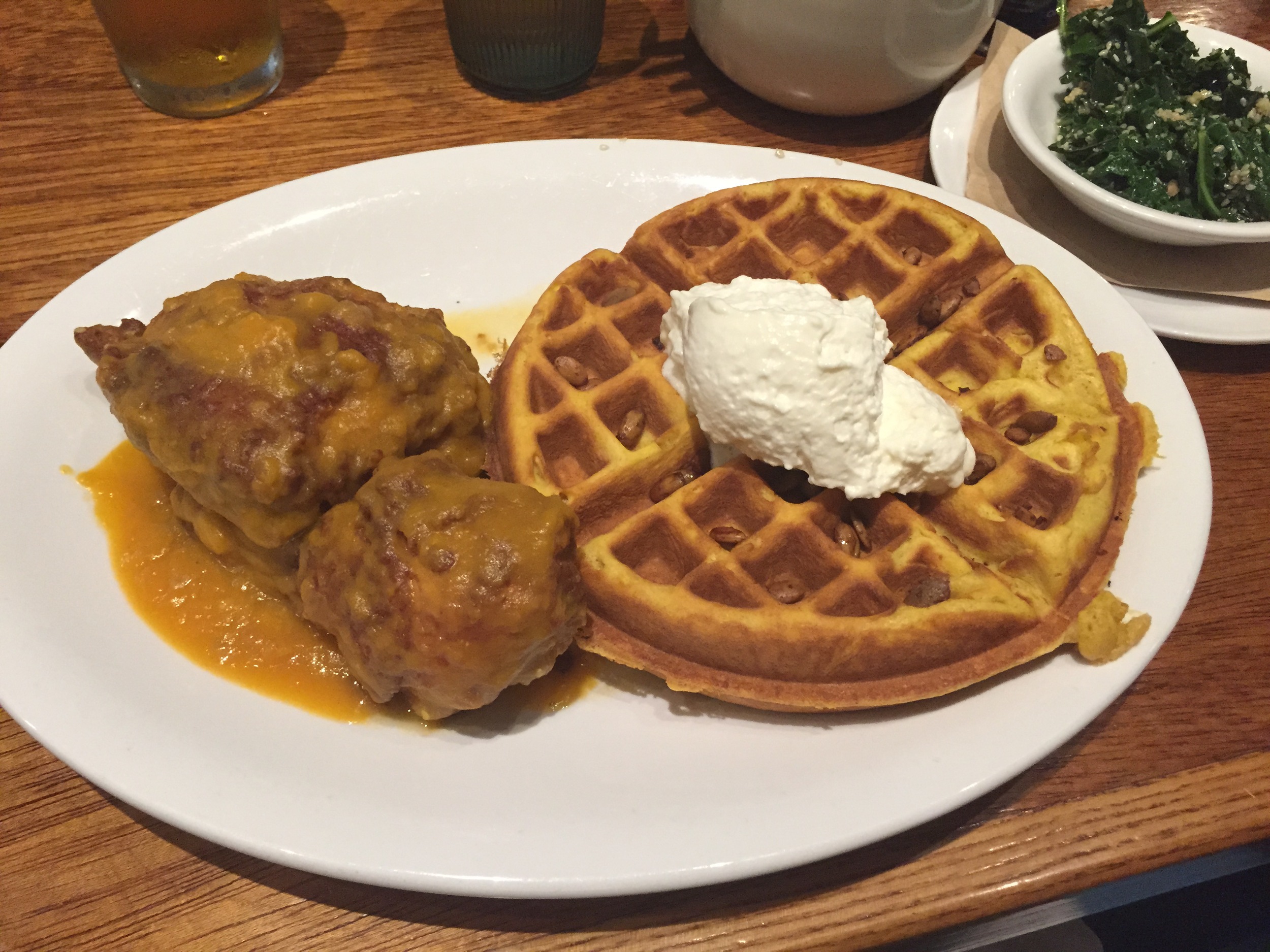 Korean Fried Chicken/Pumpkin Waffle/Whipped Cream