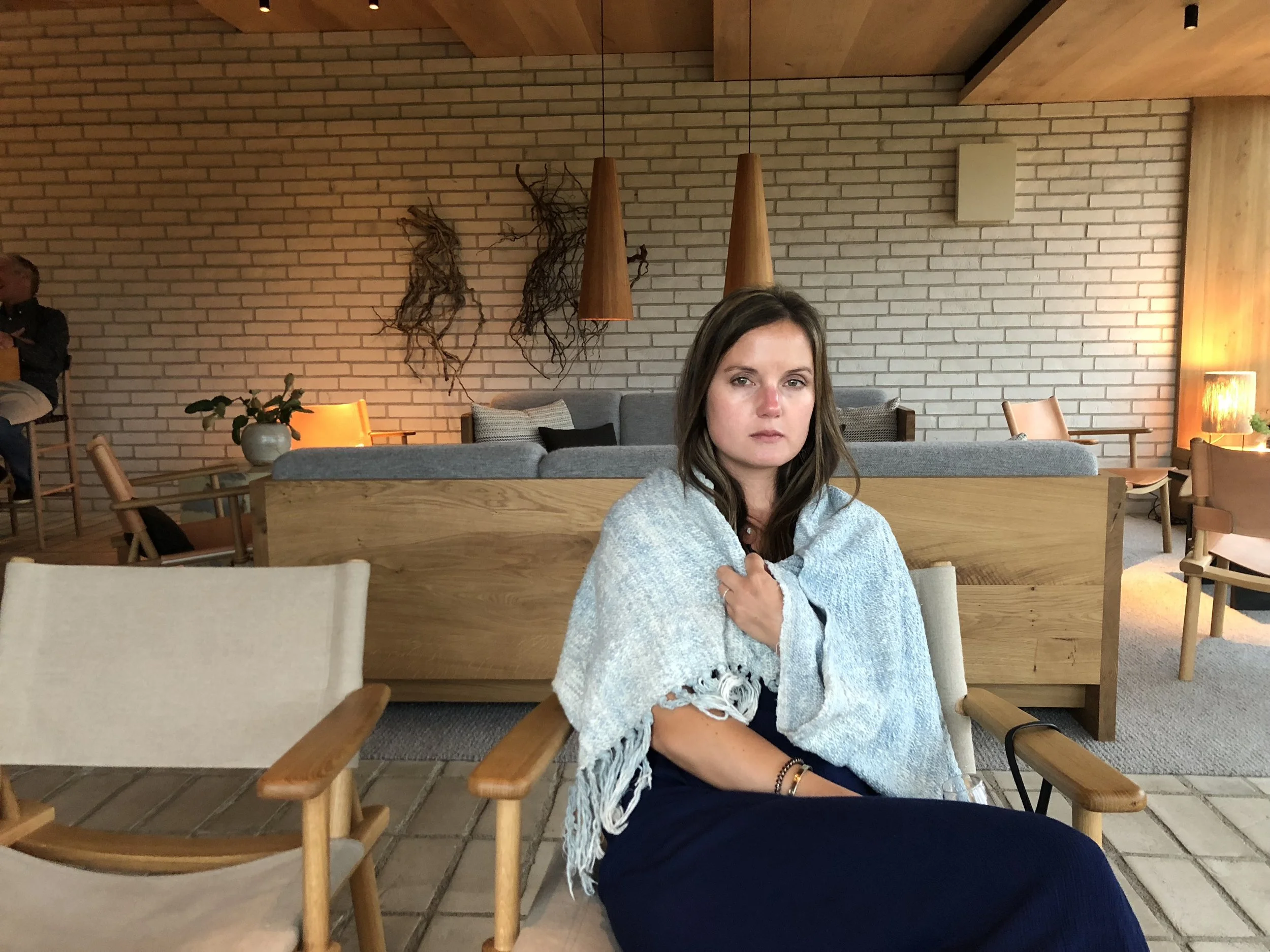 Yvonne in her hygge blanket feeling all the feels