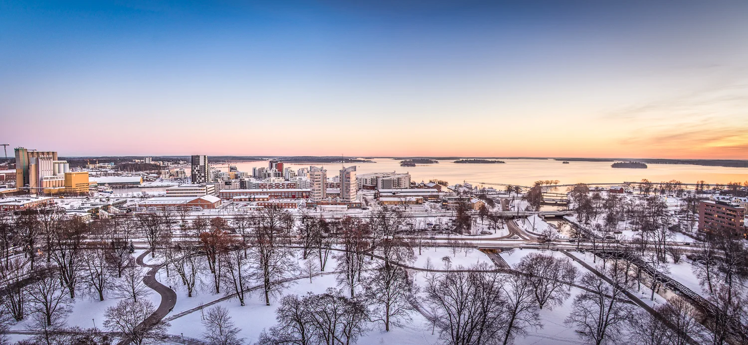Panoramic view of Västerås in winter