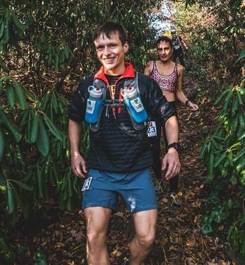 Alec pacing his wife, Morgan, in a 25k trail run in the North Georgia Mountains