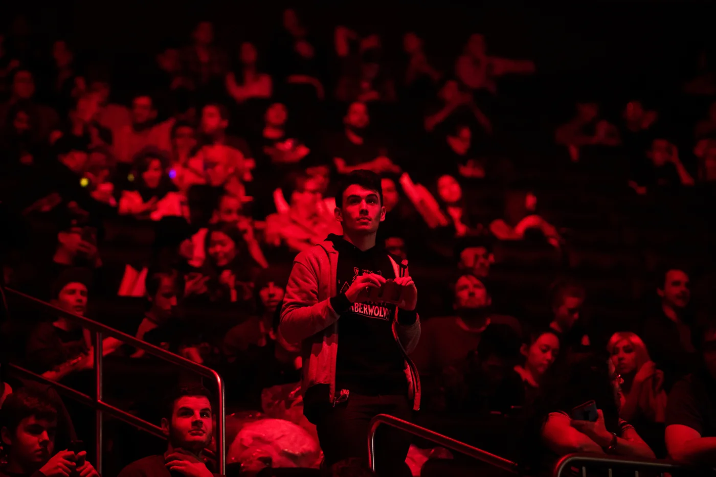 A fan goes to take a photo at Madison Square Garden.