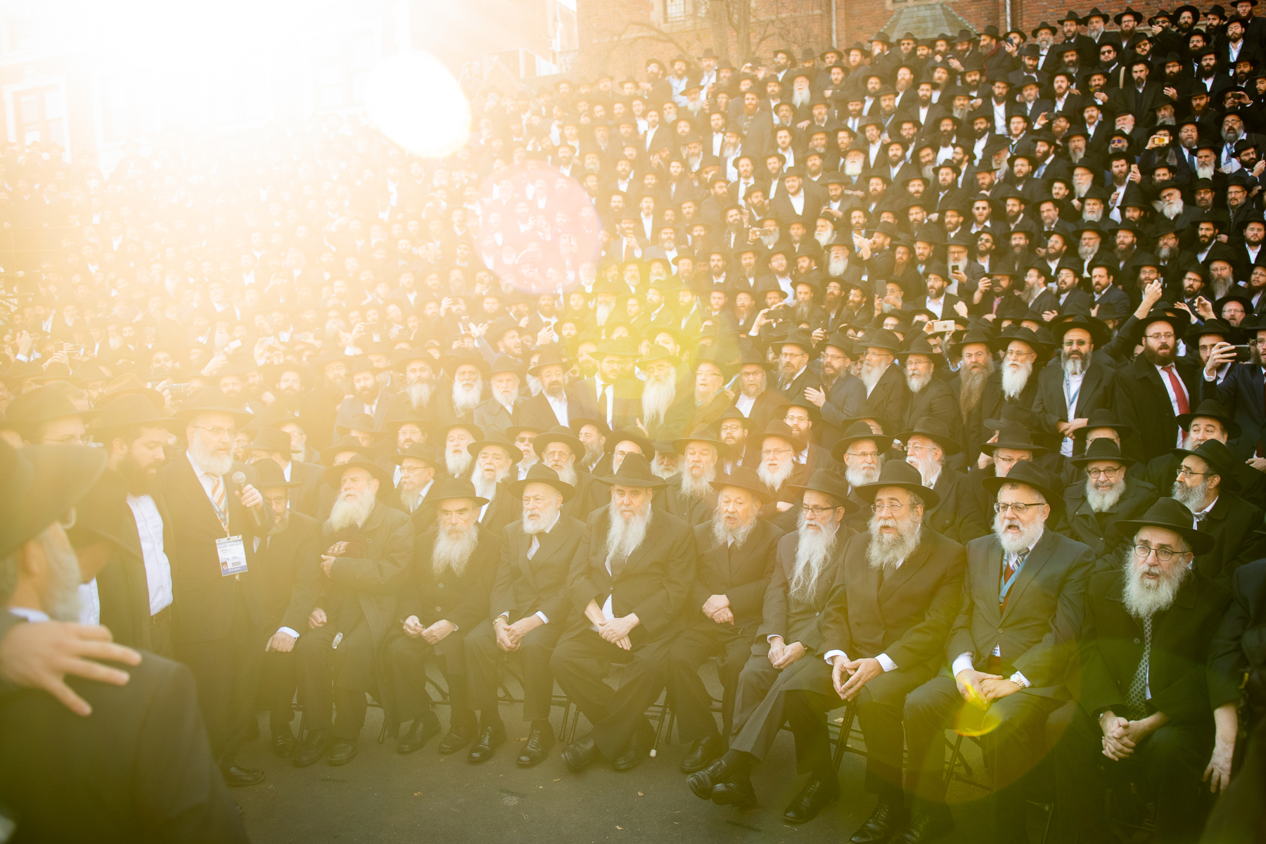  Thousands of Chabad-Lubavitch rabbis sing the prayer Ani Ma'amin as they are lead by emissaries from the Chabad community in Pittsburg, PA, just over a week after the shooting deaths of members of the Jewish community at a synagogue in Pittsburgh.  