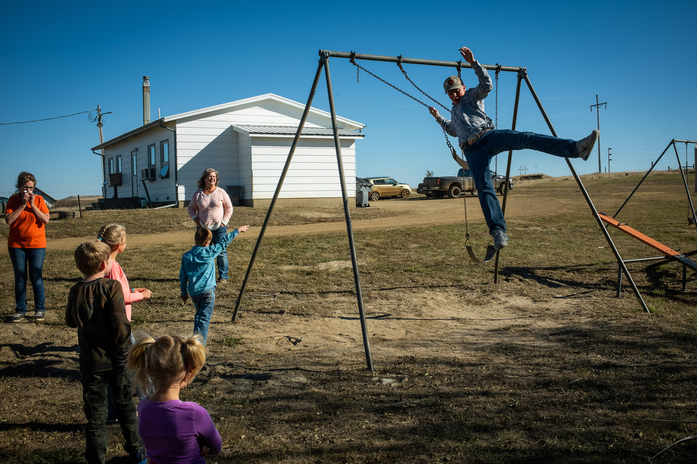  Kids play during a twice daily recess at the two room school Maurine Elementary School in Maurine, SD. 