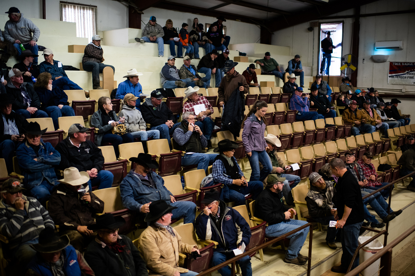  Buyers and ranchers gather for the selling of approximately 6,000 calves at the Faith Sale Barn in Faith, SD. 