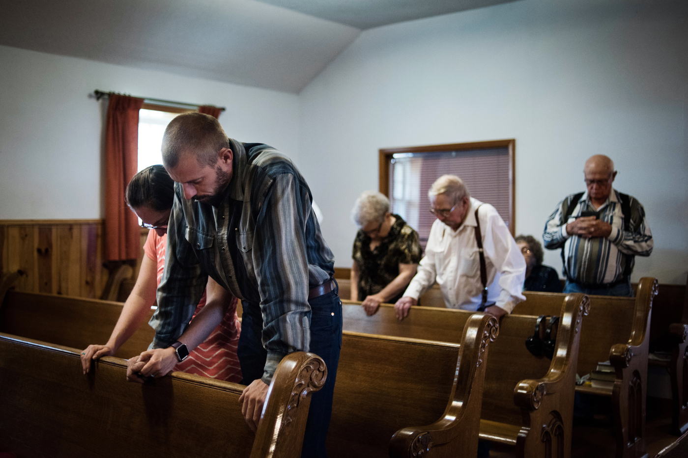  45°26'49.9"N 102°10'07.6"W. 127 miles from the nearest McDonald's.  Parishioners pray while worshiping at Coal Springs church in Meadow, SD. While many old prairie churches have closed over the years, many other small congregations still struggle to