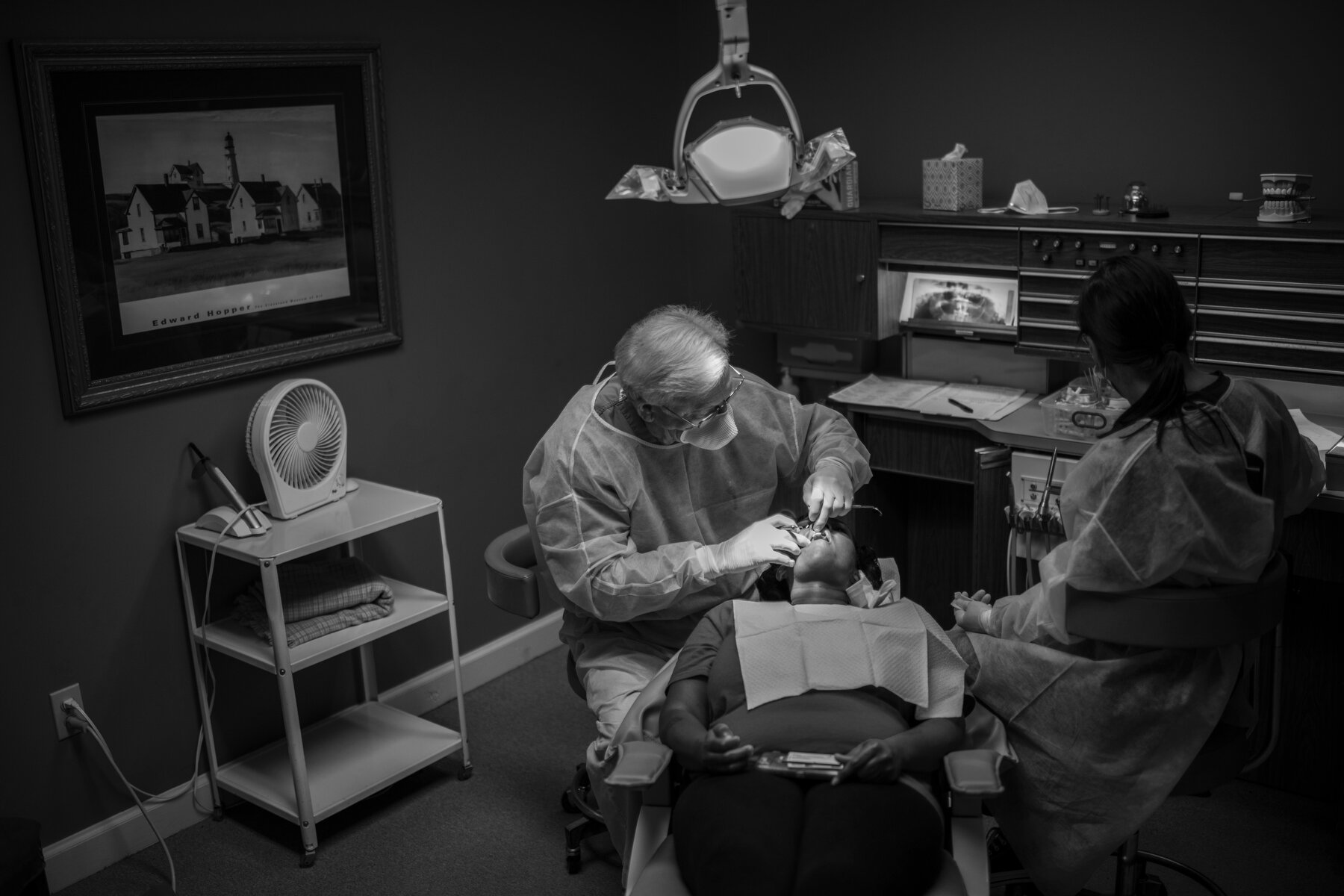  Dr. Goly Henry works a dental consultation for Nancy Coleman at his office in Marks, MS. Coleman had only three upper teeth remaining and was considering removing her teeth so she could get a full set of dentures to improve quality of life. Dr. Henr