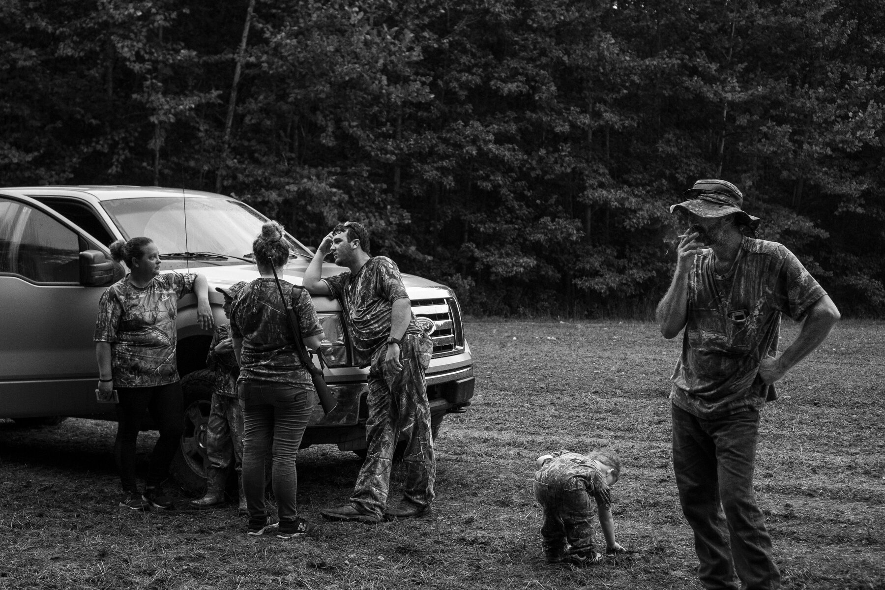  Mitchell Camp, right, and his family pause while shooting clay pigeons as dove hunting fails to materialize at “The Peaceable Kingdom,” a 300 acre ranch belonging to Rev. Dr. Laurie and Jackie Jones in Enid, MS on Saturday, Sept. 12, 2020. Three mem