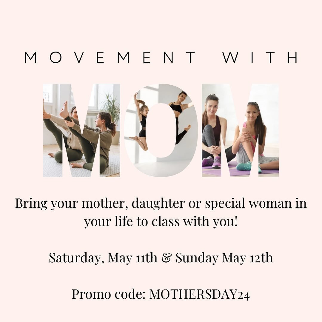 Celebrate Mother&rsquo;s Day with us all weekend long! 💕We invite you to bring your mother, daughter or special woman in your life!  Promo code MOTHERSDAY24 to book. 💕

Erika will be in the studio leading classes both Saturday and Sunday, check out