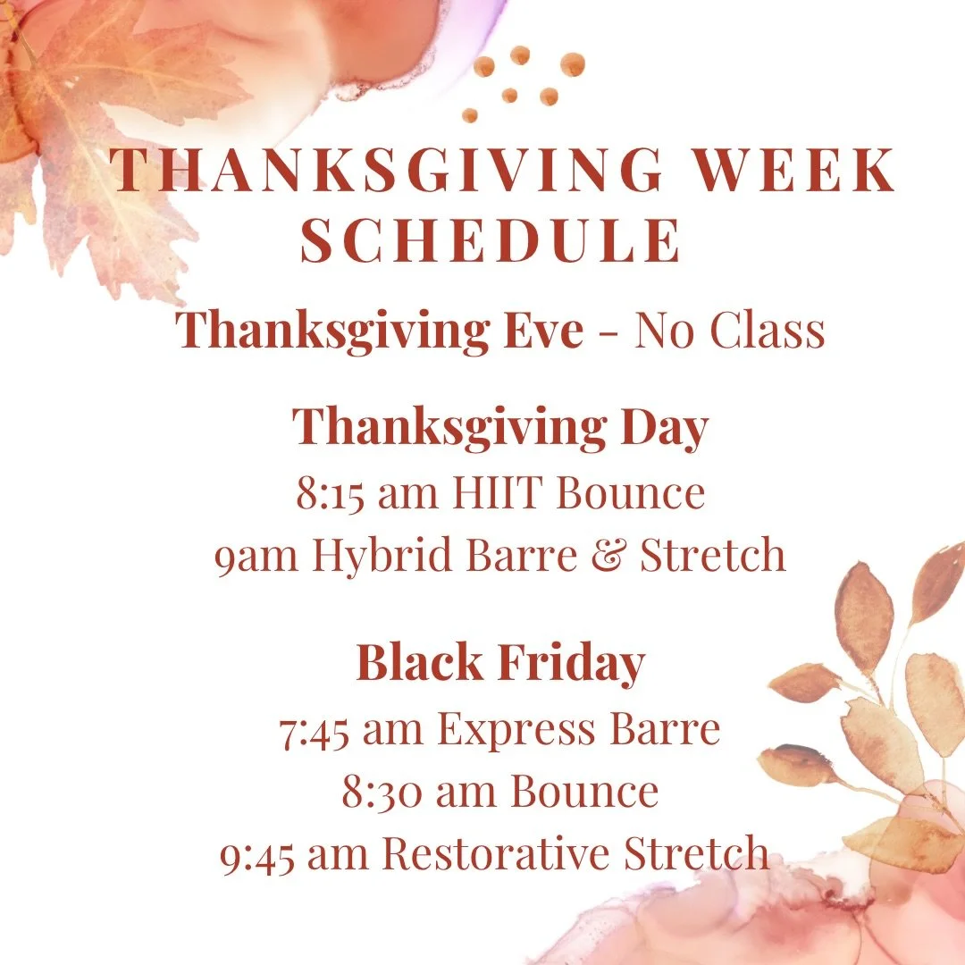 Thanksgiving is one week from today!
We&rsquo;ve got a few schedule adjustments coming your way this holiday week&hellip; so be sure to book your classes and get that movement in. 🦩✨

Monday &amp; Tuesday:
🦩 Business as usual

Wednesday:
🦩 Take th