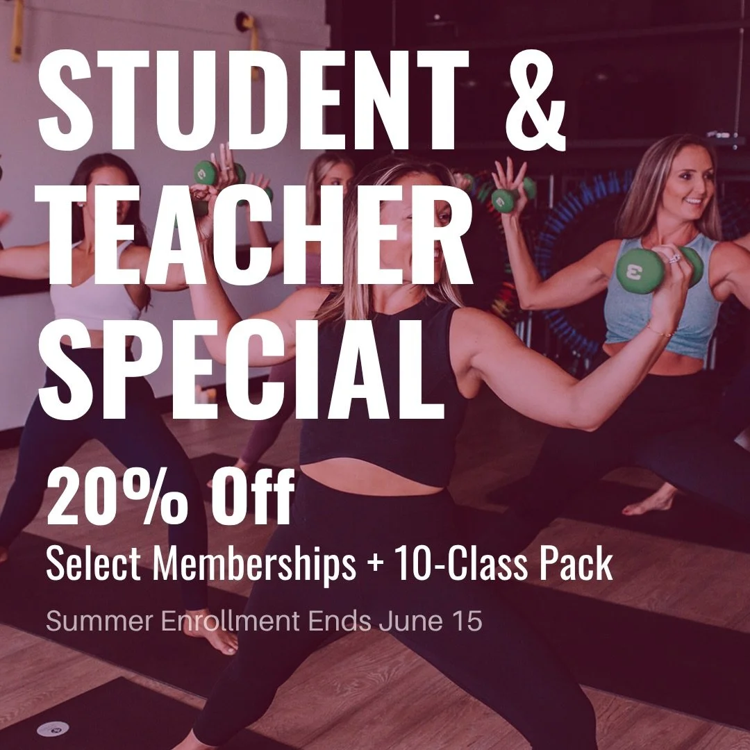 Teachers shape minds. Students are building futures.

This summer, don&rsquo;t forget to take care of YOU, too 💗

Teachers + students receive 20% off select memberships + class packs at The Sand Barre through June 15. Move, recharge, and feel your b