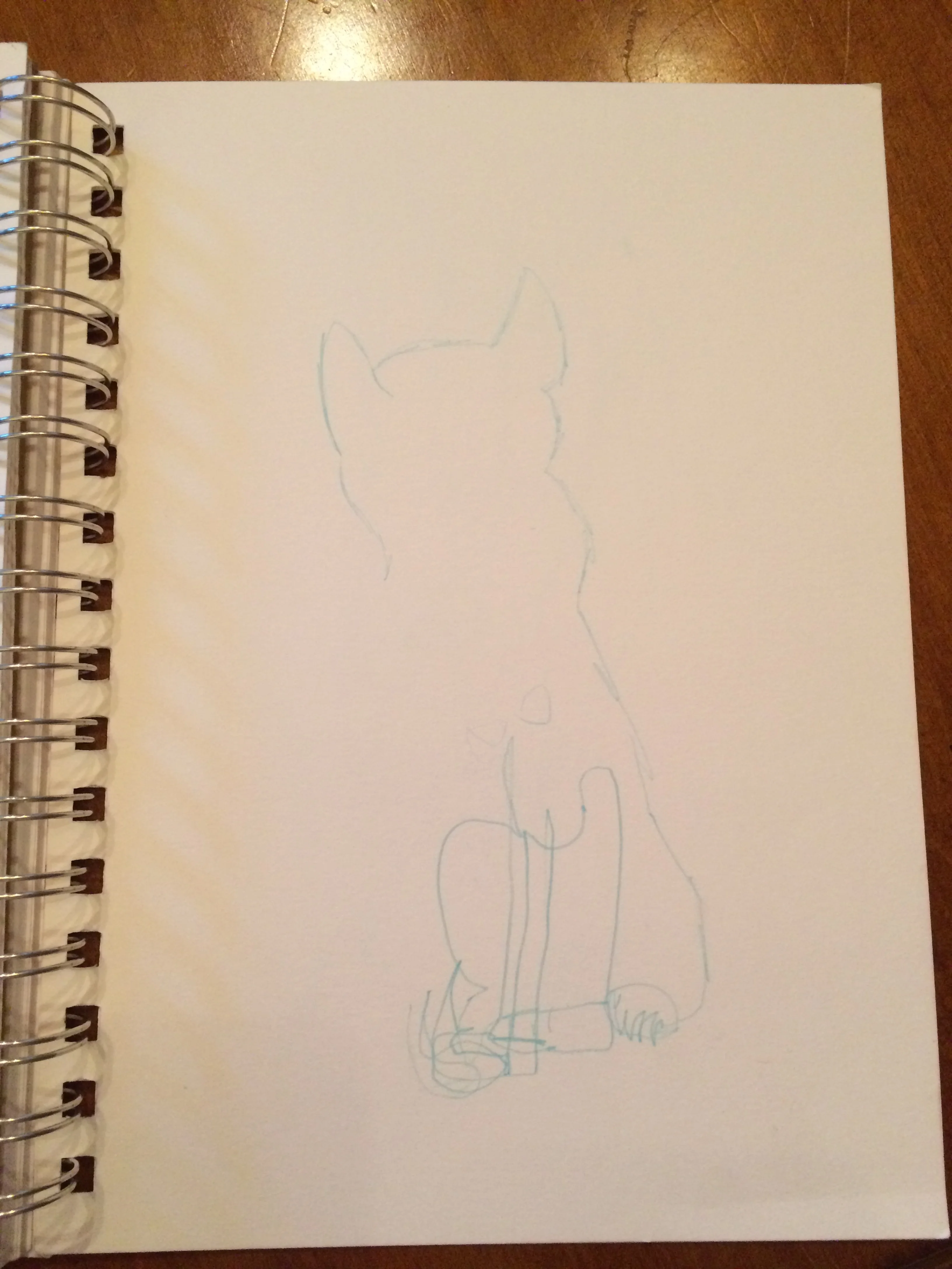 Claire's blind contour of the Bastet statue in 45 seconds.