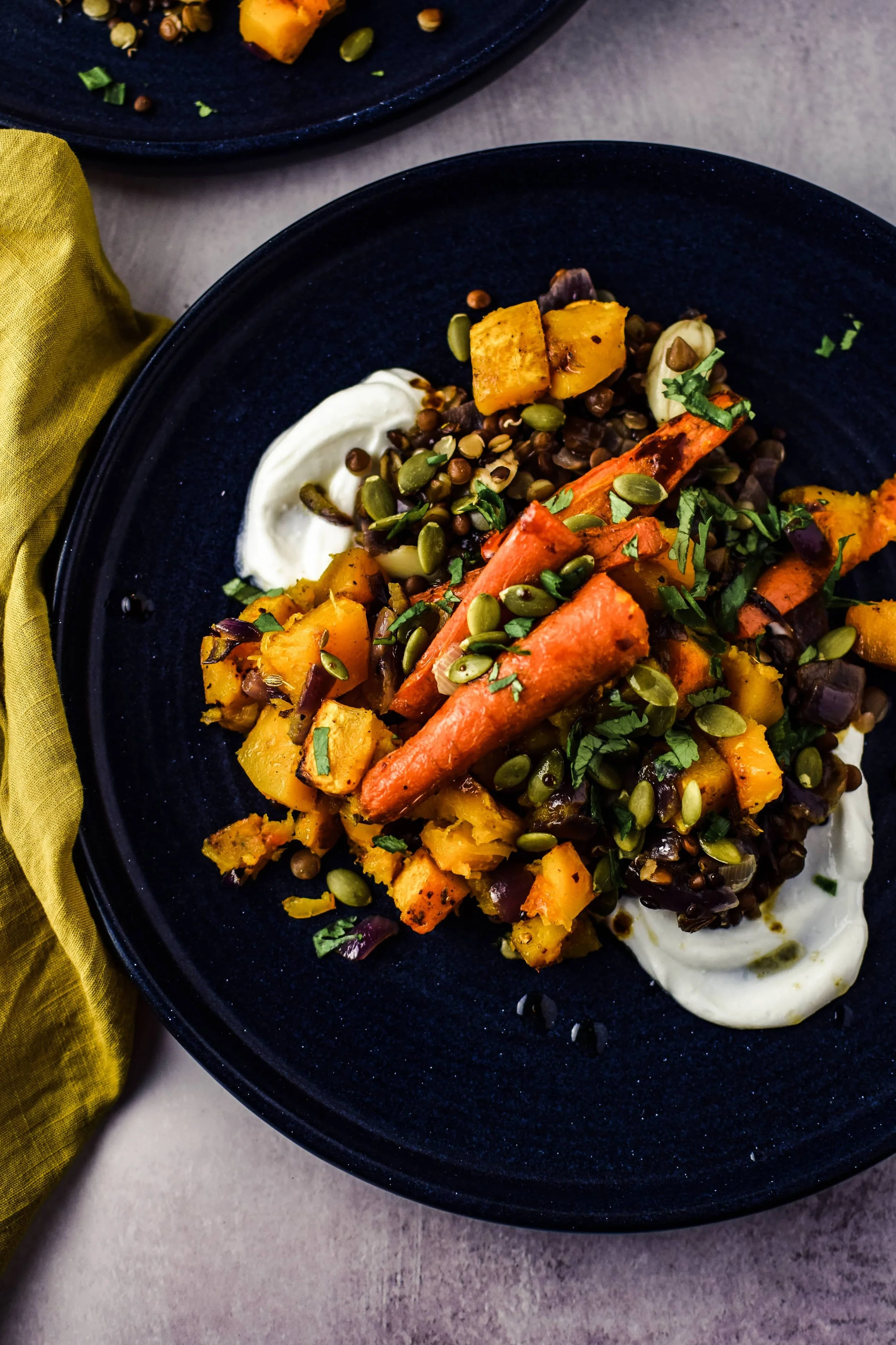 Roasted Root Veggies with Lentils and Yogurt