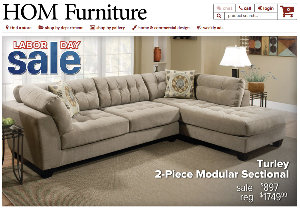 This is Homfurniture.com. I managed this e-commerce website for 3 years. In that time, I would design and schedule promotional material, such as what you see above, update the YouTube iFrame with the most up to date TV commercials and update pricing…