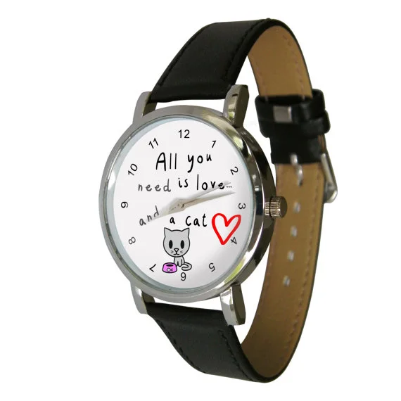 Wristwatch: Love & Cats Design