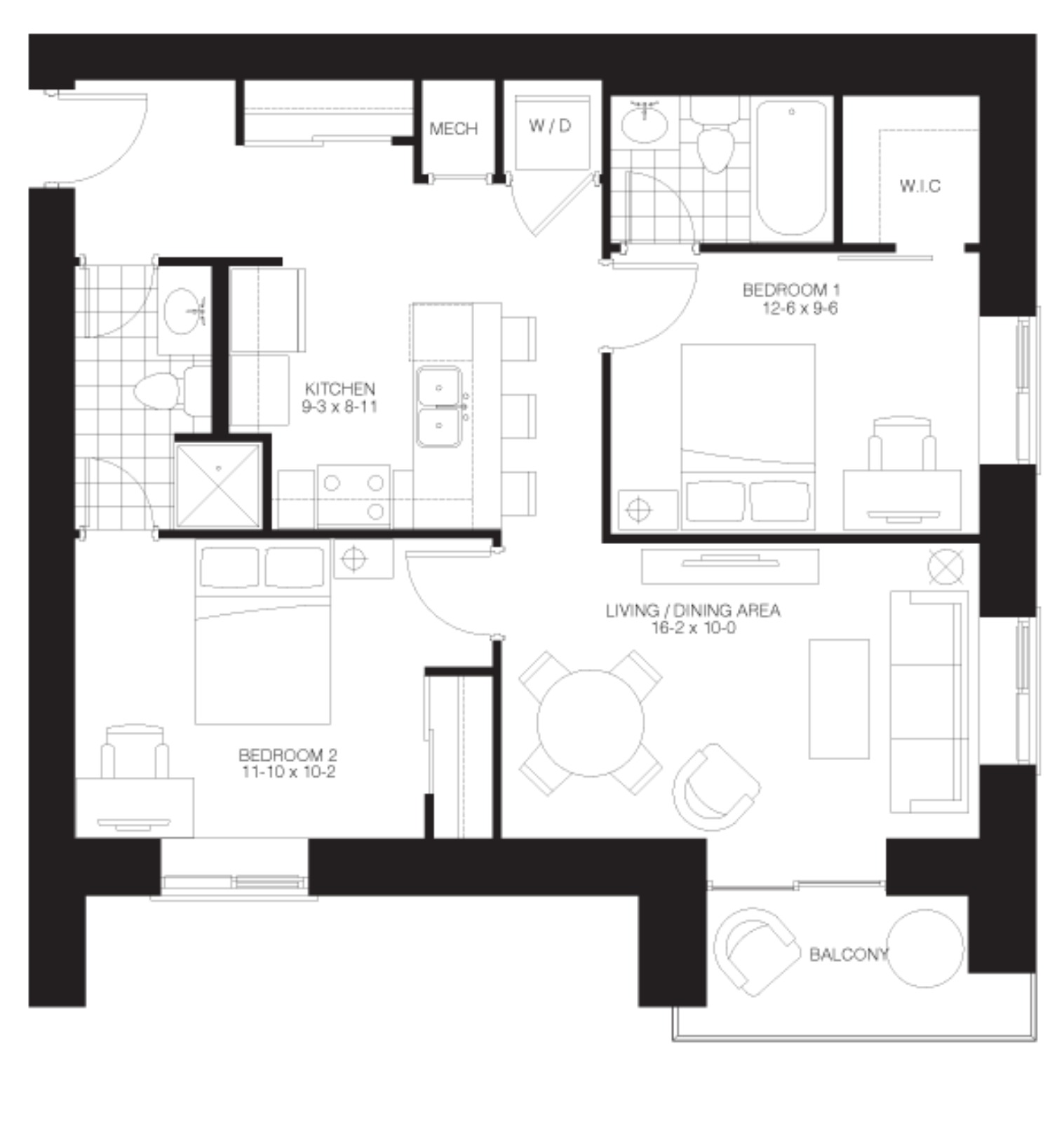 2 Bedroom Suite $1,800 / month SOLD OUT Click for Virtual Tour