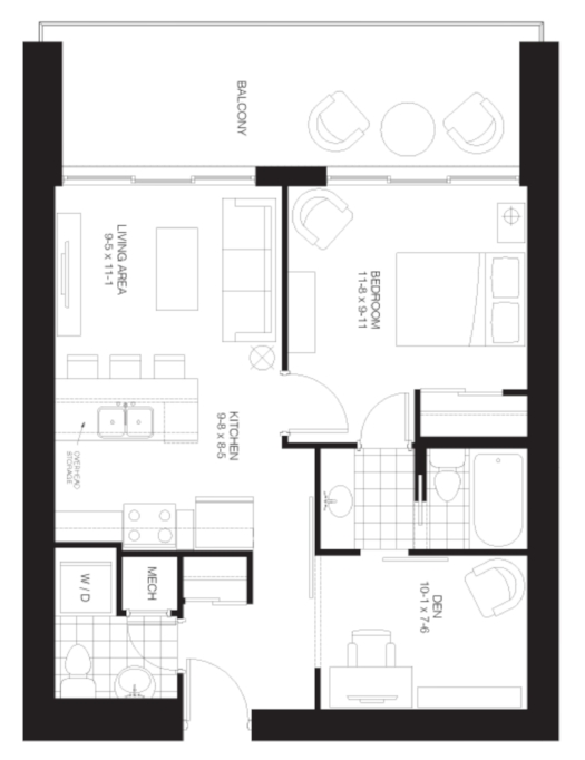 1 Bedroom + Den $1,550 / month SOLD OUT Click for Virtual Tour