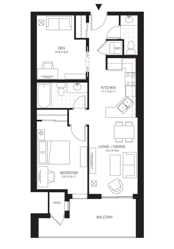 1 Bed + Den Balsam 2. $1,550 SOLD OUT Click for Virtual Tour