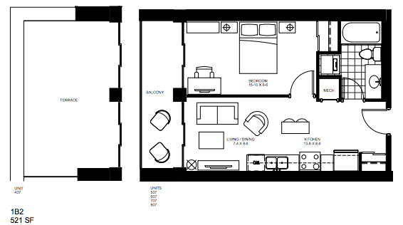 1 Bedroom Suite Smart Suite 2. $1,500 SOLD OUT Click for Virtual Tour