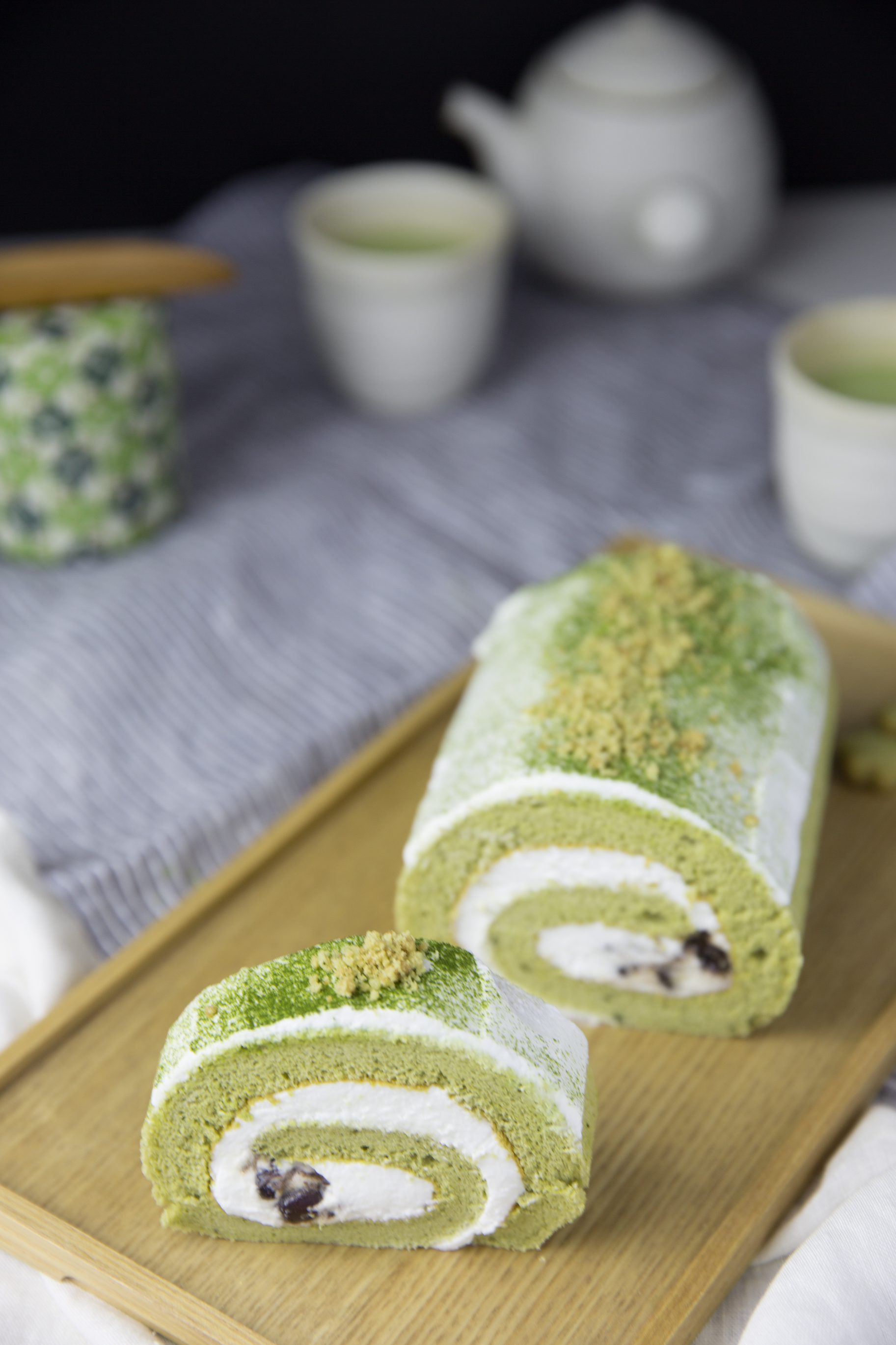 Macha Green Tea Cake Roll by Peggy's Kitchen