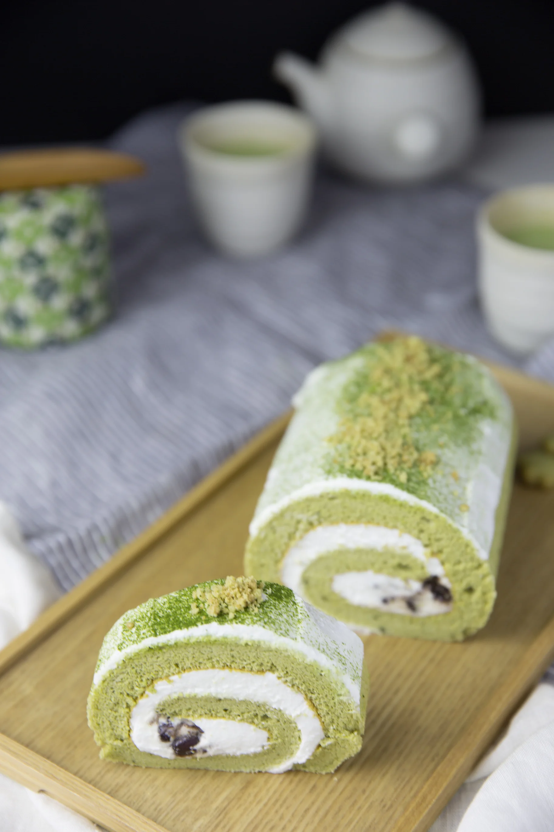 Macha Green Tea Cake Roll by Peggy's Kitchen