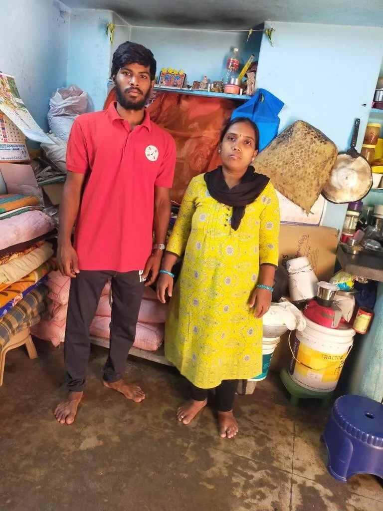 Gautham with his mother.