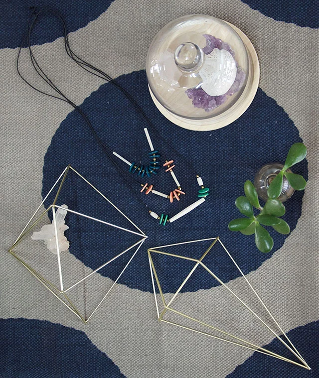 Brass prisms and handmade jewellery. Photo: Style Revolutionary