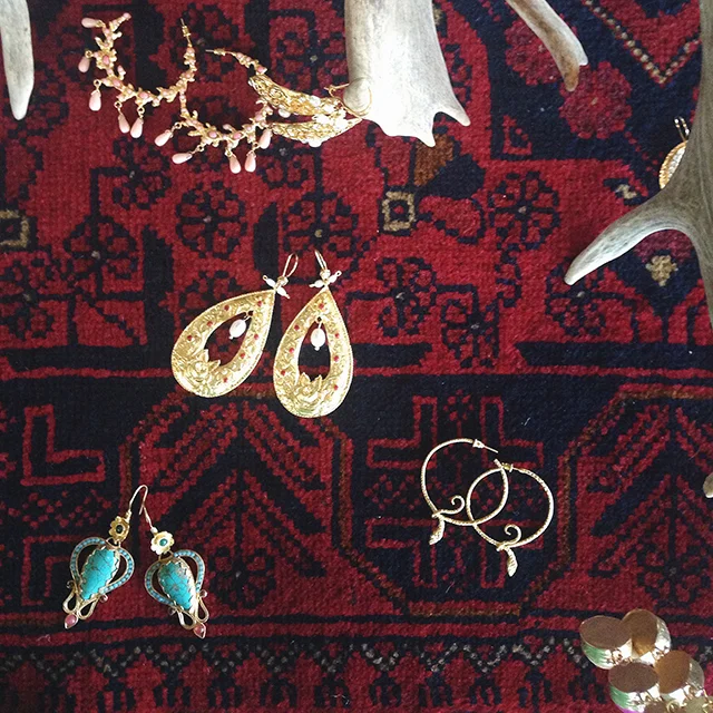 Gold dipped, semi-precious stone earrings from Turkey.