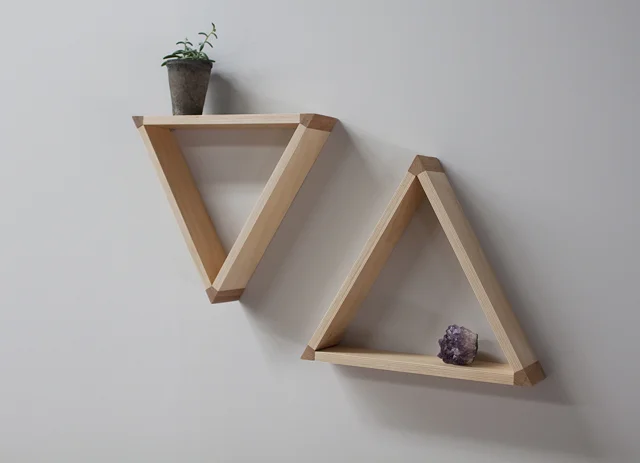Triangle shelves made from plywood offcuts with lovely Rosewood joints. Photo: Mast Furniture