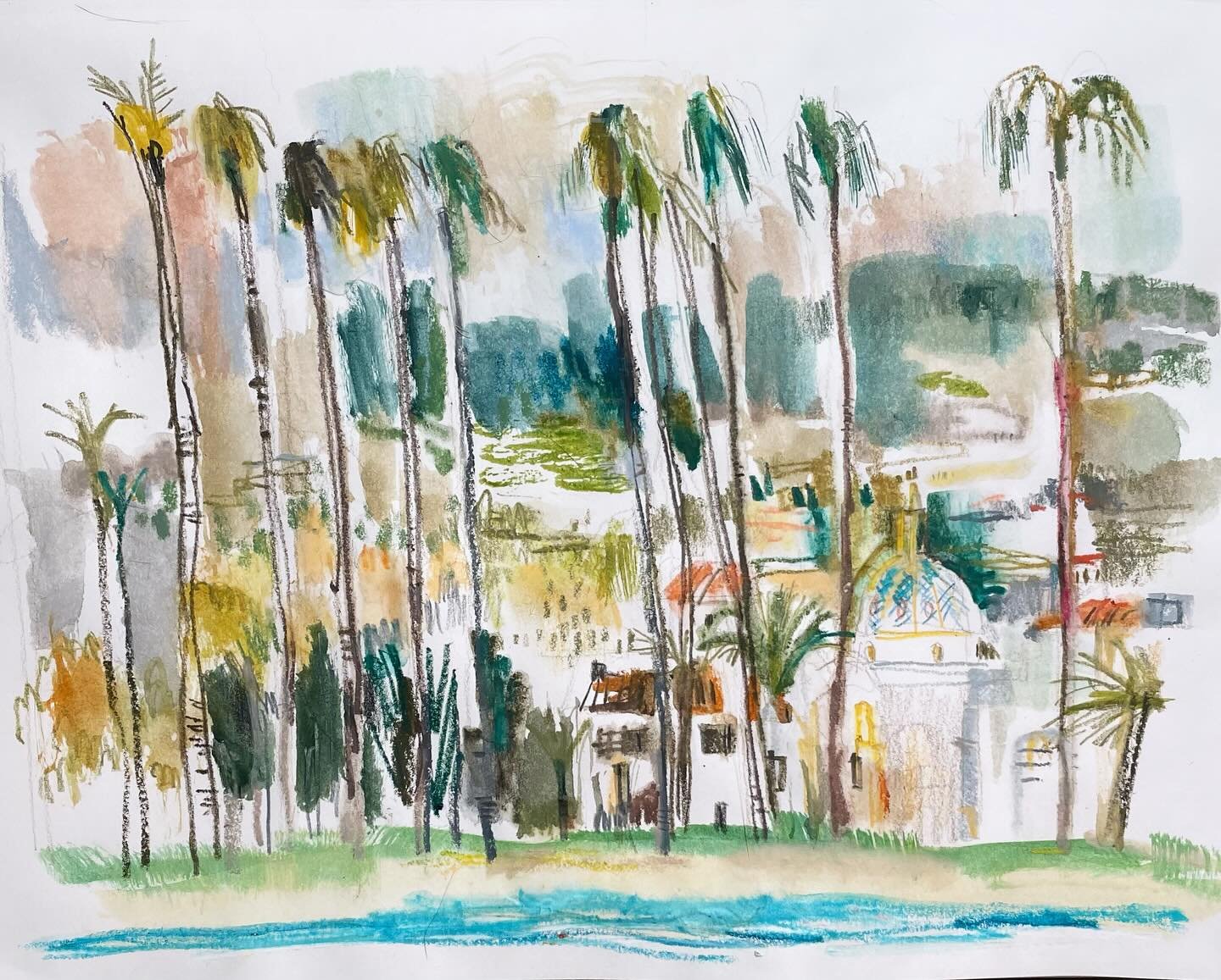 Today&rsquo;s post: California palms. Something about those palm trees always get me. This reference was from a travel magazine I found on the plane. 
#santabarabara #california #californiapalms #palmtrees #palms #landscapes #californialandscape #cal