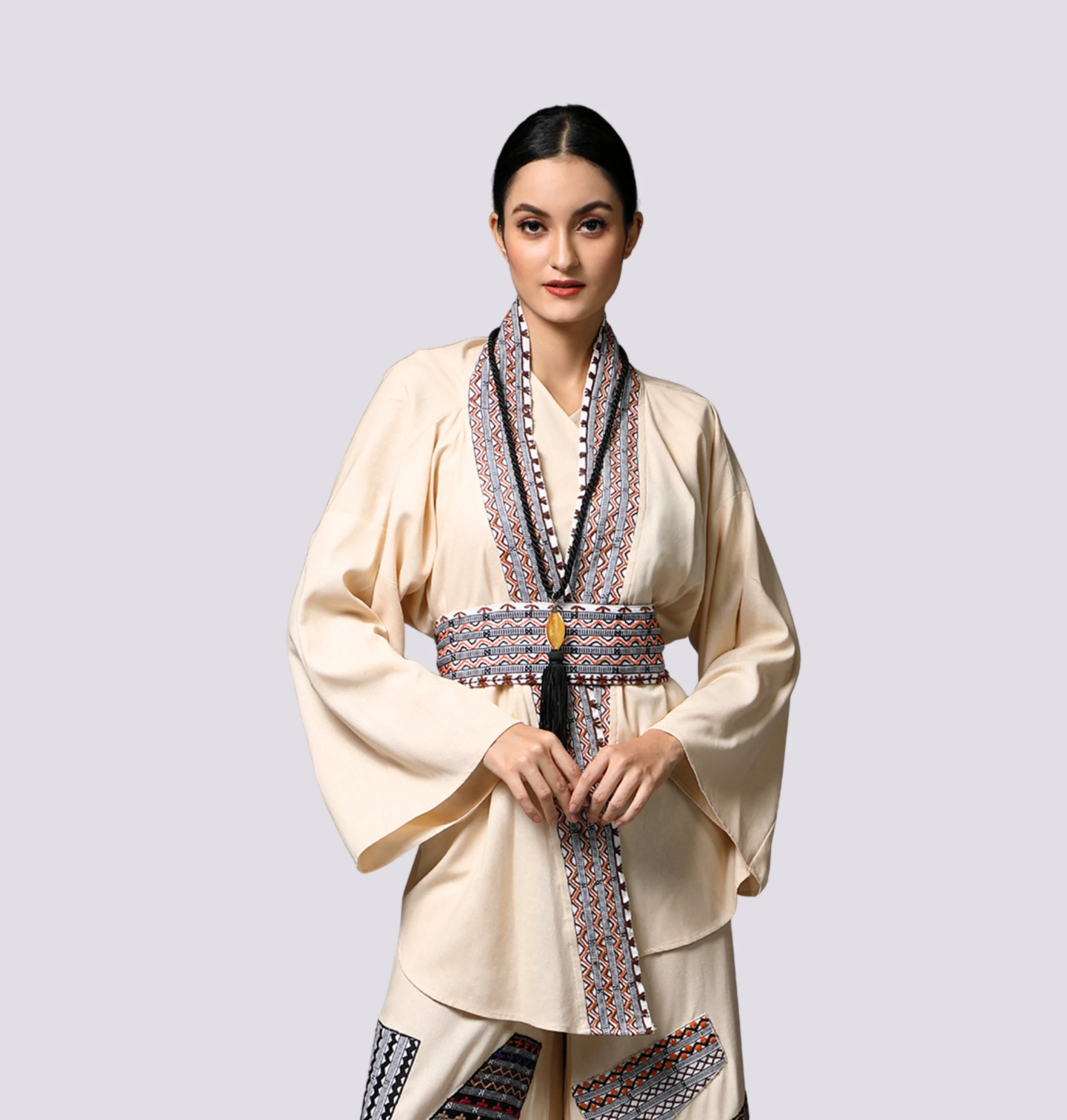 Long Kimono with Mangyan Embroidery