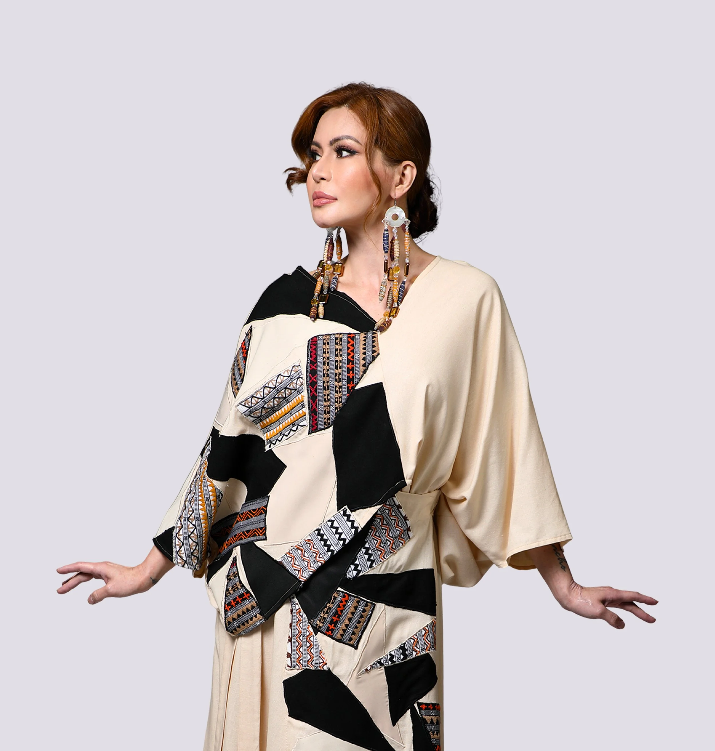 Patchwork Blouse with Mangyan Embroidery
