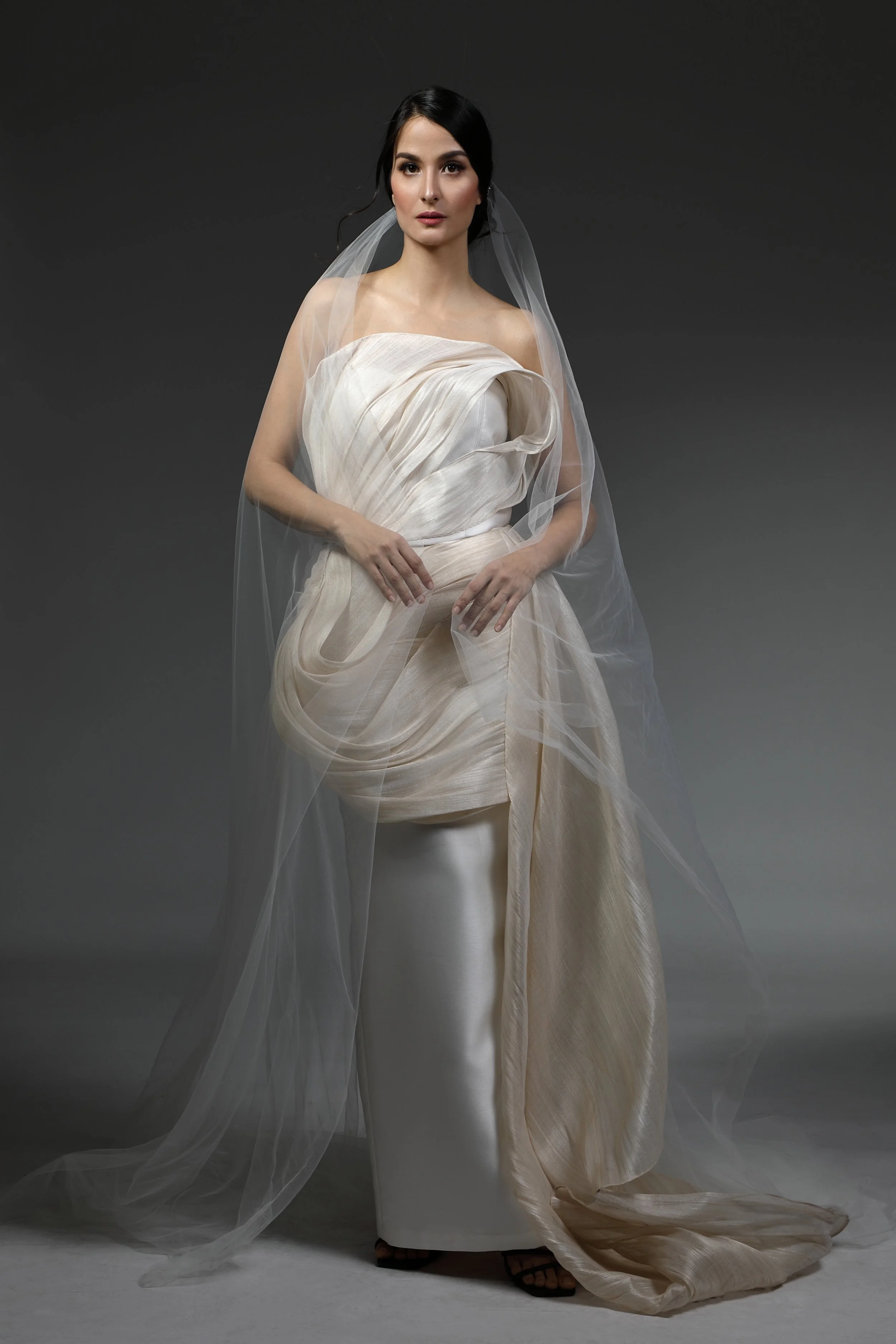 Draped Asymmetric Bridal Set