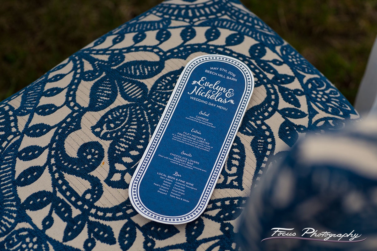 Blue Willow Wedding Custom Menu