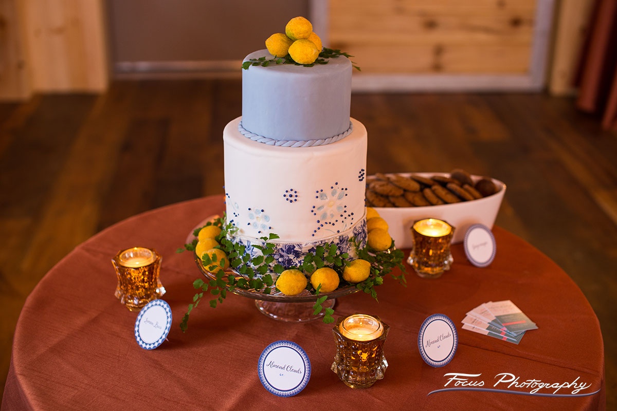 Blue Willow Wedding Dessert Bar and Signage