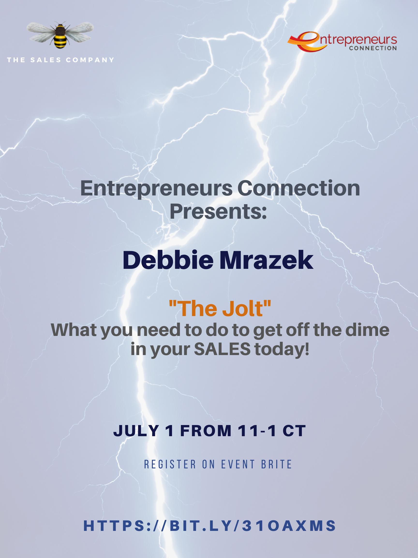 If you need a JOLT for your SALES ..join us at 11:00 CST @Entrepreneurs Connection