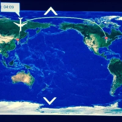 We flew over the North Pole to get from the States to Korea!
