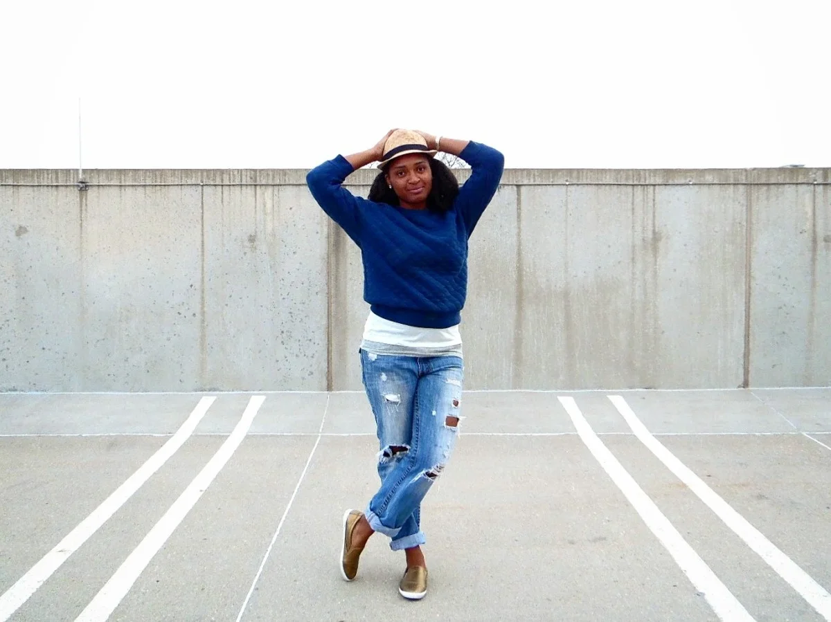 My Days Off: Distressed Denim + Metallic Slides