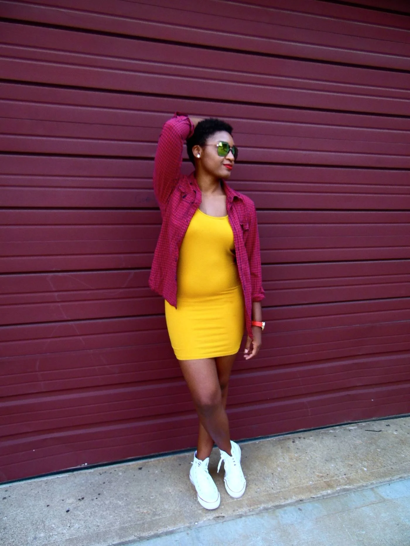jasmine diane Yellow Dress + Red Plaid